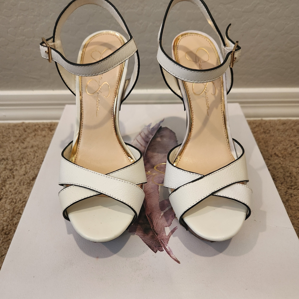Jessica Simpson White Ankle Strap Sandals